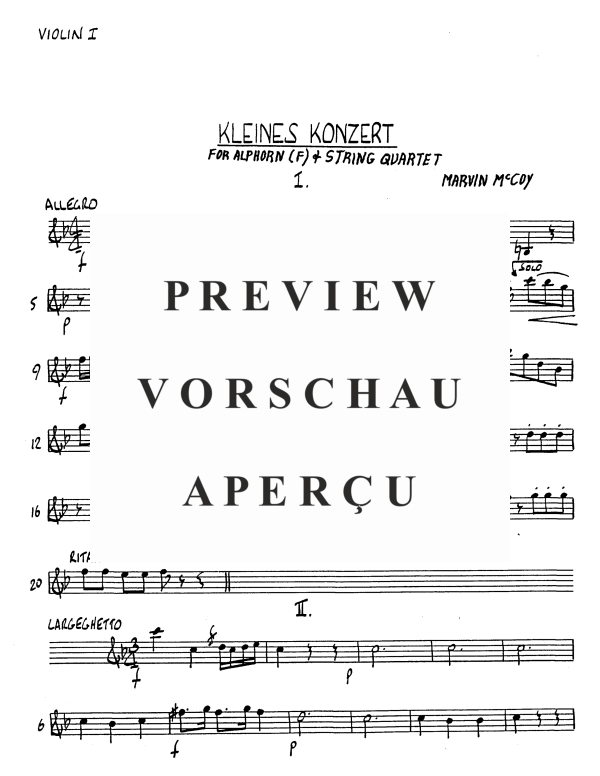 Produktgalerie: Seite 5 von 11 Kleines Konzert, , Alphorn in F und Streicher Quartett - Einzelstimmen