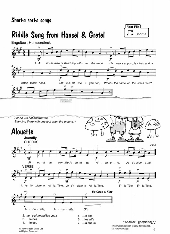 Produktgalerie: Seite 1 von 1 Riddle Song from 'Hansel and Gretel'/Alouette, Wolfgang Amadeus Mozart, Klavier, Violine
