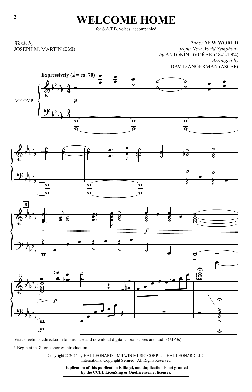 Product picture to: Welcome Home (arr. David Angerman)