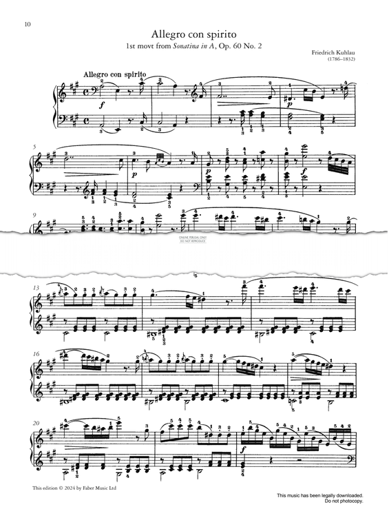 Produktgalerie: Seite 1 von 1 Allegro con spirito (1st movt from Sonatina in A, Op. 60 No. 2), Friedrich Kuhlau, Klavier