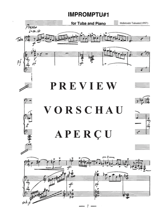 Product gallery: Page 2 of 21 Impromptu No 1 , , (tuba + piano)