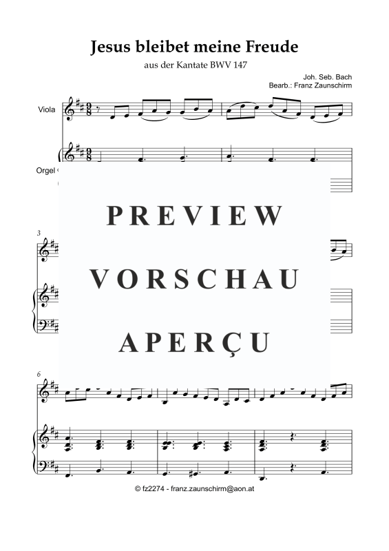 Produktgalerie: Seite 2 von 8 Jesus bleibet meine Freude, , Viola und Orgel