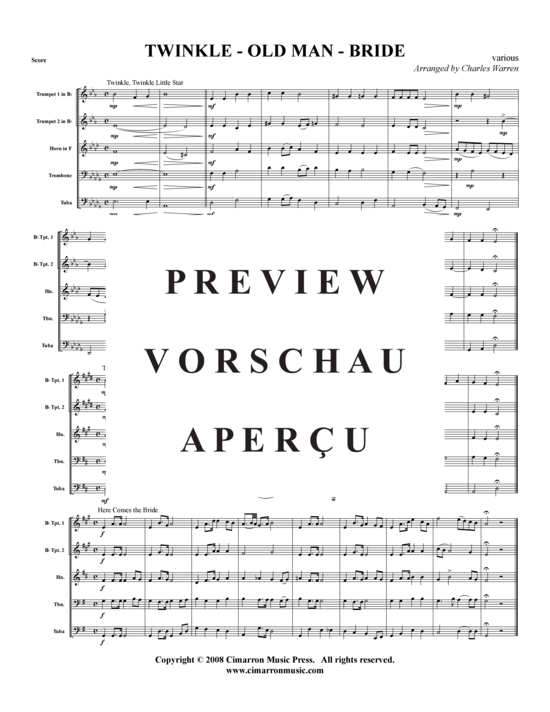 Produktgalerie: Seite 2 von 7 Twinkle - Old Man - Bride (Medley) , ,  (Blechbläserquintett)