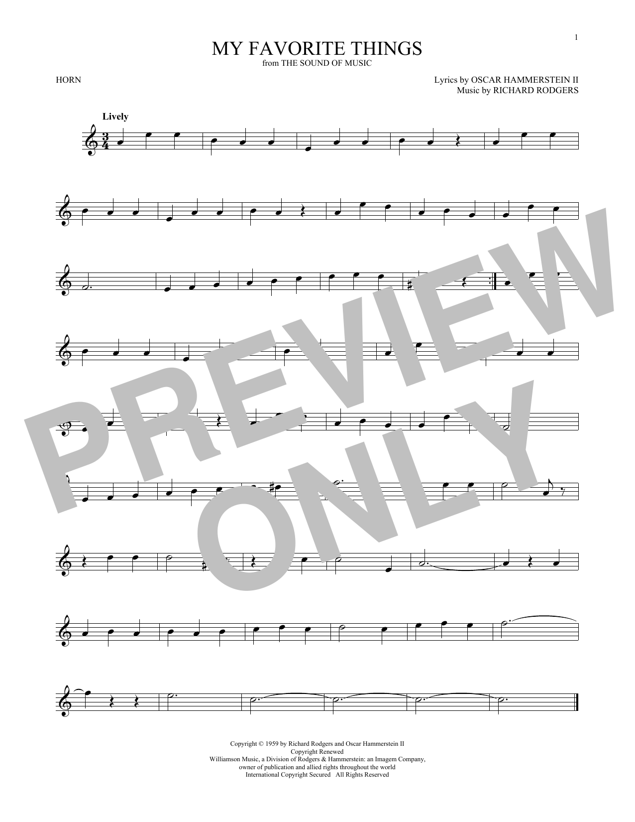 Produktgalerie: Seite 1 von 1 My Favorite Things (from The Sound Of Music), Julie Andrews, Horn