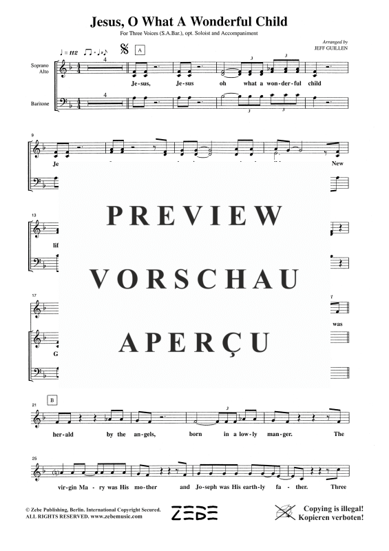 gallery: Jesus, O What a Wonderful Child, , Gemischter Chor SAB, Solo und Klavier
