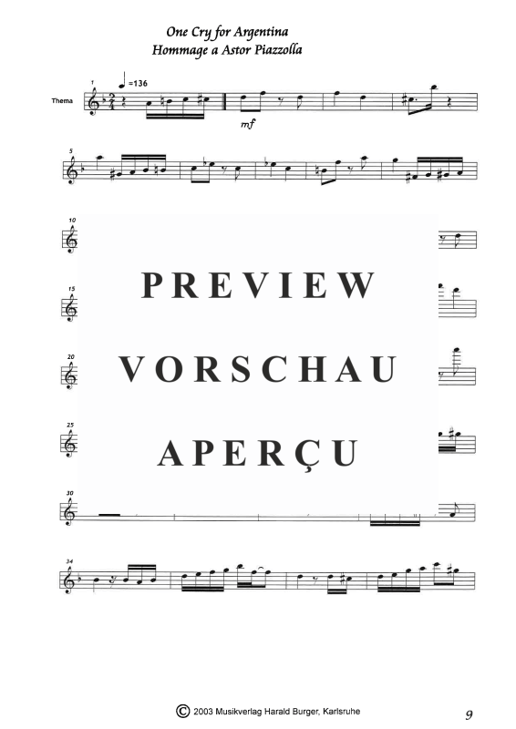 gallery: One Cry For Argentina - Suite für Melodieinstrument & Gitarre, , Querflöte - Einzelstimme