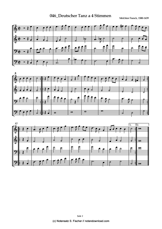 Product picture to: Deutscher Tanz a 4 StimmenMelchior Franck (1580-1639)