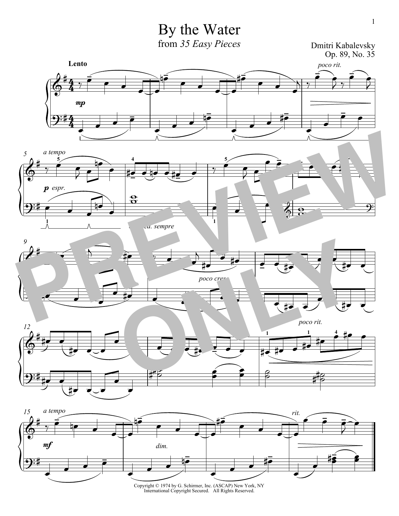 Product gallery: Page 1 of 1 By The Water, Op. 89, No. 35, Dmitri Kabalevsky