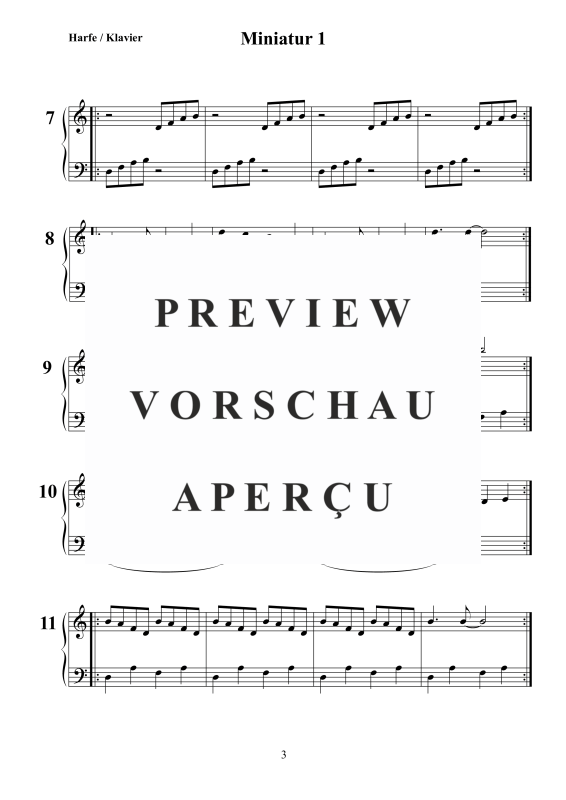 gallery: Miniatur 1, , (Variable instrumentation for harp/piano 1-4 strings)