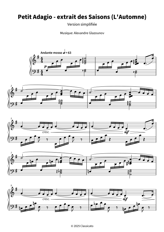 Product gallery: Page 1 of 6 Petit Adagio - Version simplifiée, , Piano Solo