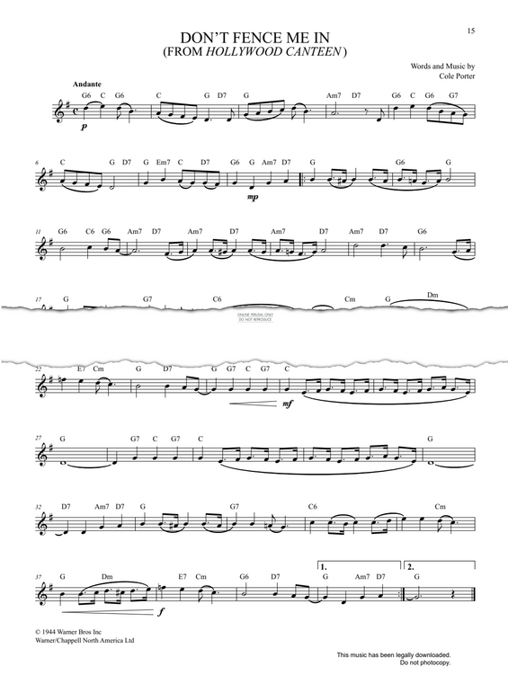 Product gallery: Page 1 of 1 Don't Fence Me In, Cole Porter