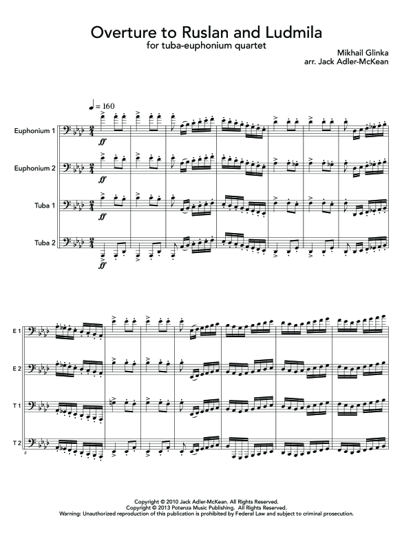 Product gallery: Page 1 of 11 Overture to Ruslan and Ludmila, , (Tuba Quartet)