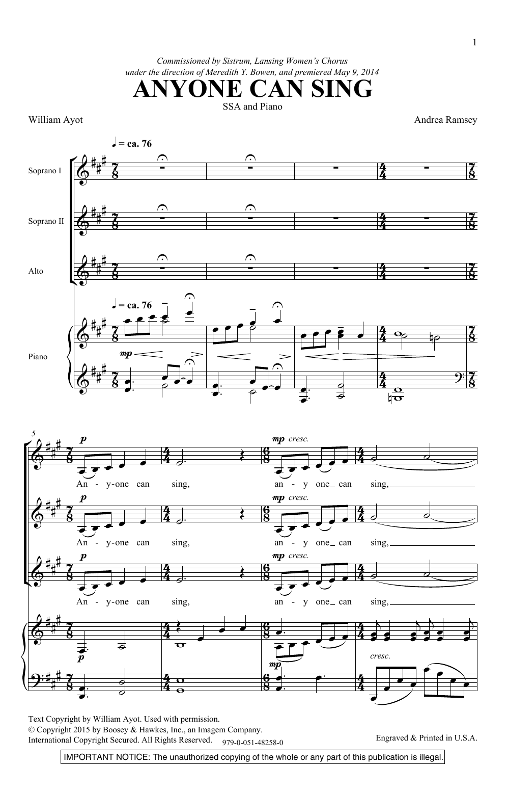 Product gallery: Page 1 of 1 Anyone Can Sing, Andrea Ramsey