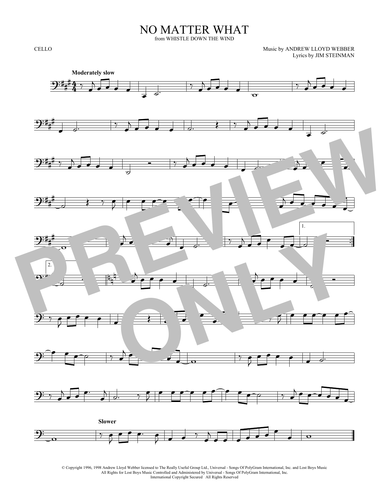 Produktgalerie: Seite 1 von 1 No Matter What (from Whistle Down the Wind), Andrew Lloyd Webber, Violoncello