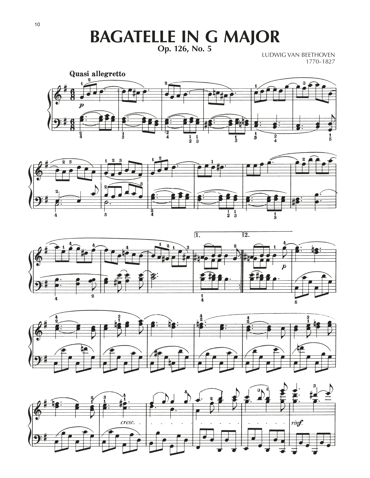 Product picture to: Bagatelle In G Major, Op. 126, No. 5