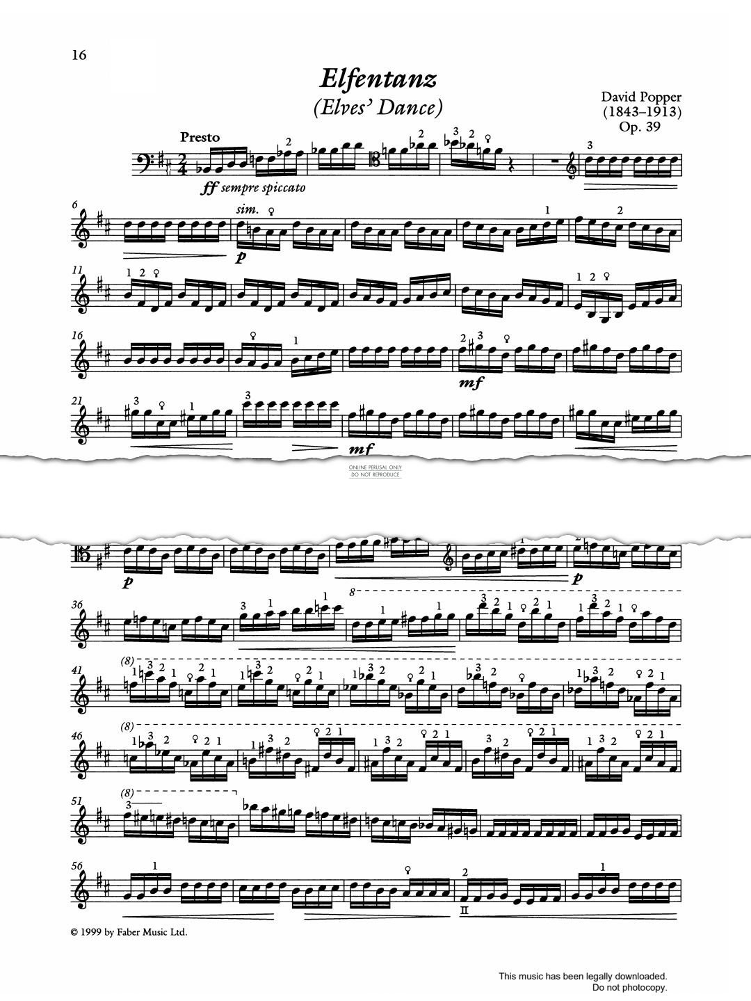 Produktgalerie: Seite 1 von 1 Elfentanz, David Popper, Klavier, Violoncello