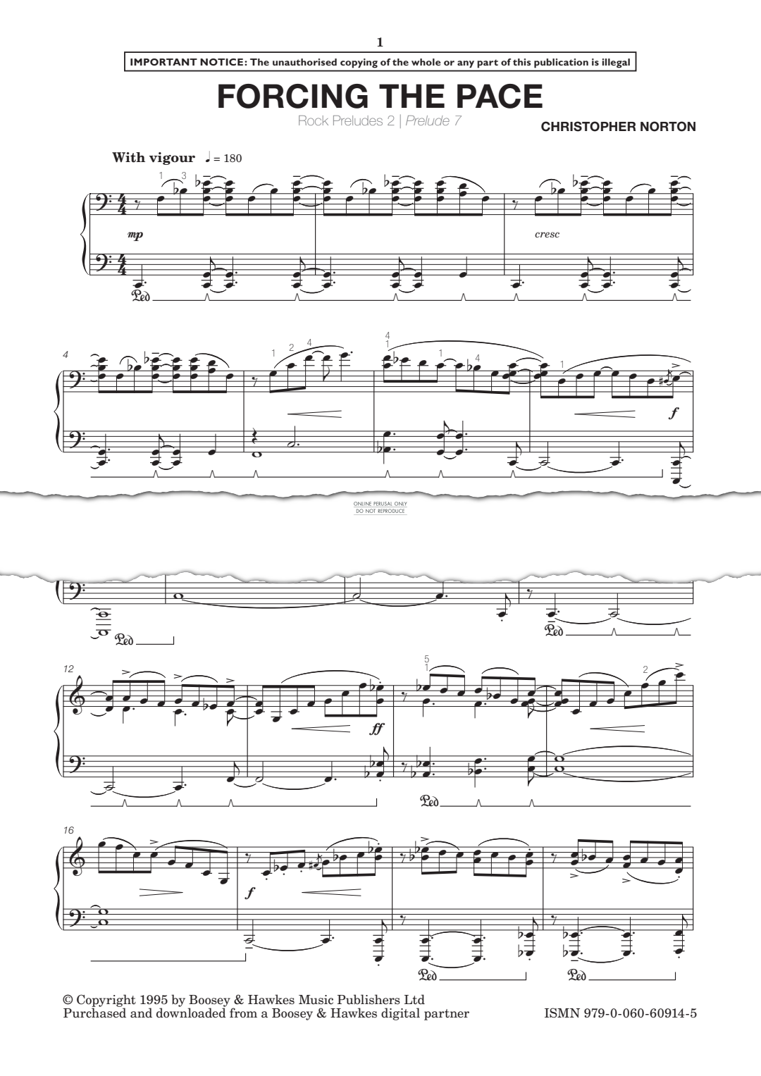 Product gallery: Page 1 of 1 Prelude VII (Forcing the Pace) from 'Rock Preludes', Christopher Norton