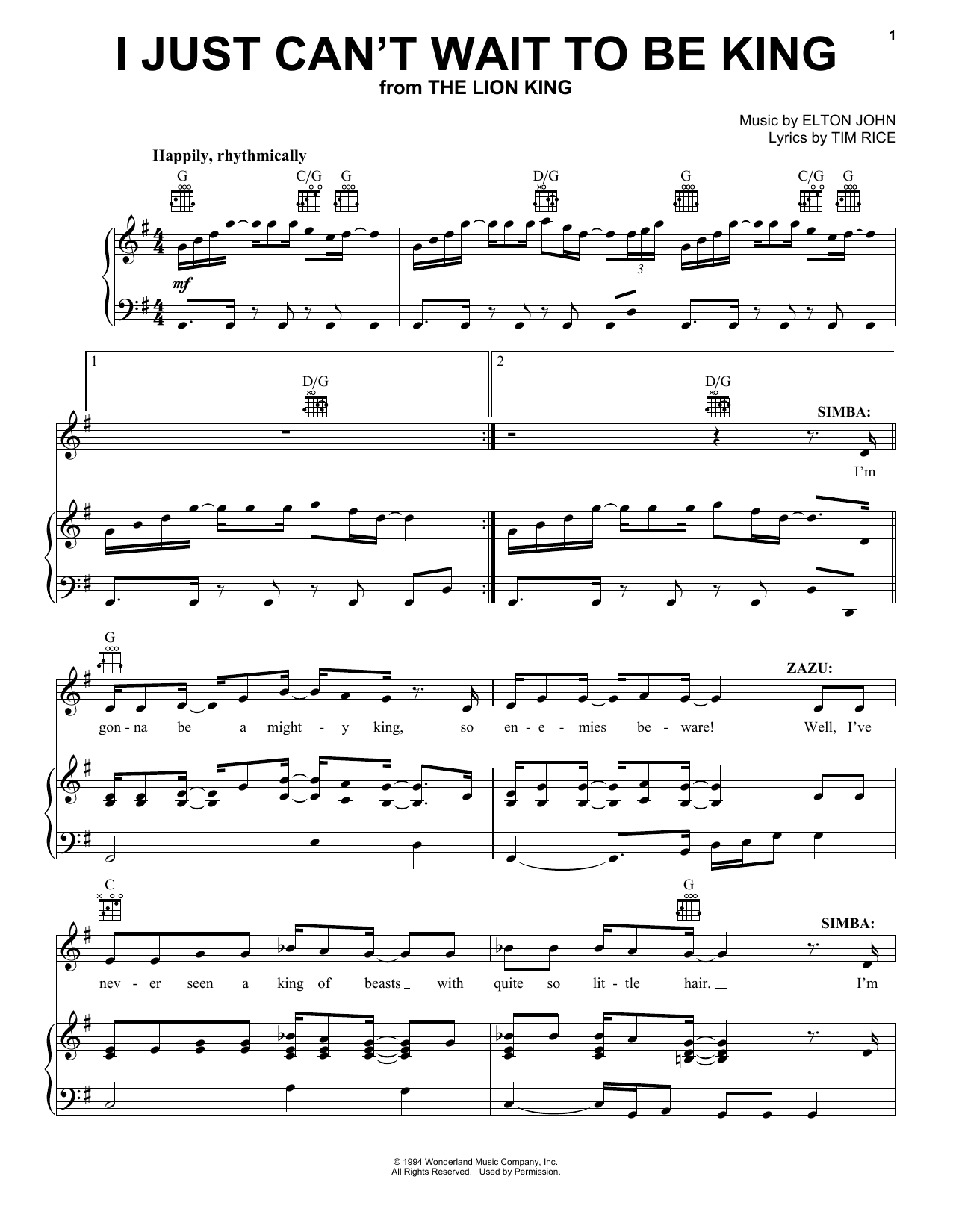 Produktbild zu: I Just Can't Wait To Be King (from The Lion King)