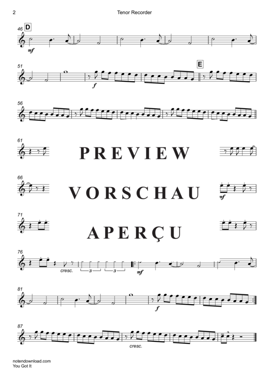 Product gallery: Page 13 of 21 You Got It (Blockflöten Quintett/Ensemble S(Sno)  S A(S)  T(A) , Orbison, Roy,  B Cb)