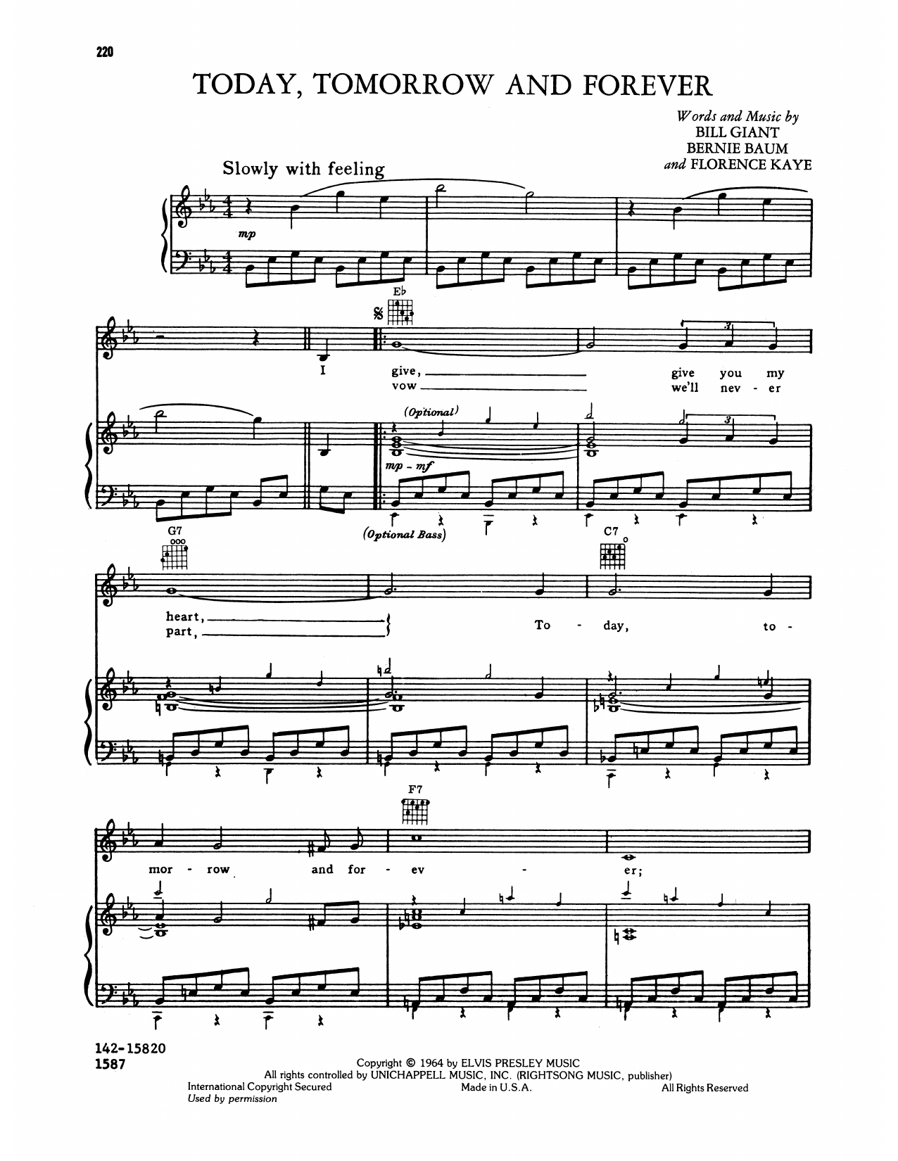 Produktgalerie: Seite 1 von 1 Today, Tomorrow And Forever, Elvis Presley, Gesang, Gitarre, Klavier
