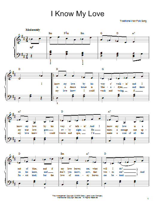 Produktgalerie: Seite 1 von 1 I Know My Love, Irish Folksong, Klavier