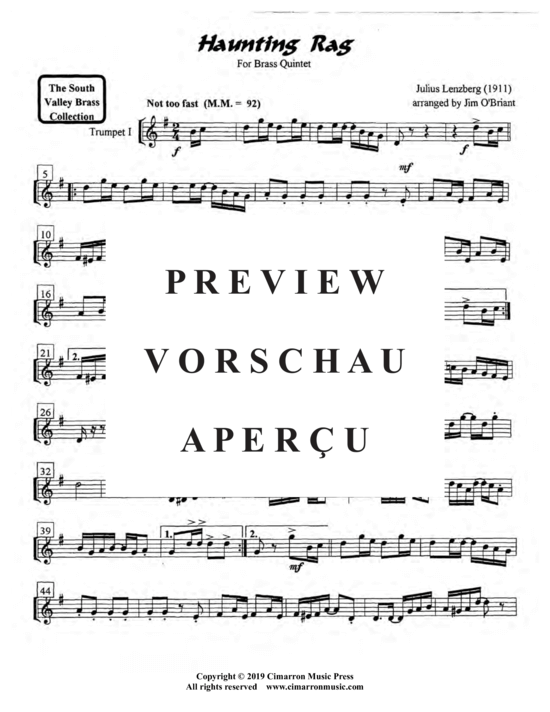 Produktgalerie: Seite 13 von 21 Haunting Rag , , (Blechbläser Quintett)