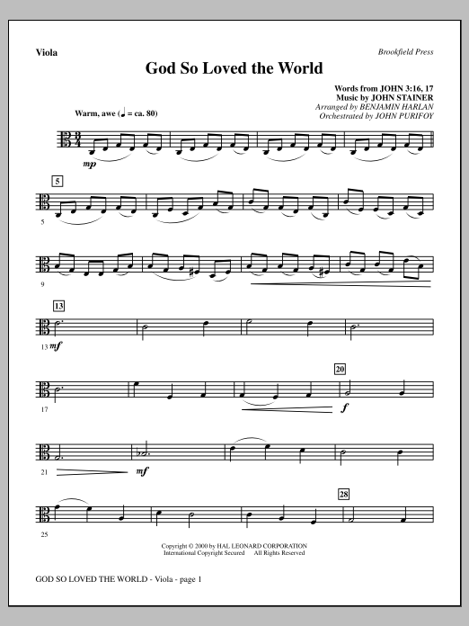 Produktbild zu: God So Loved The World Chamber Orchestra - Viola