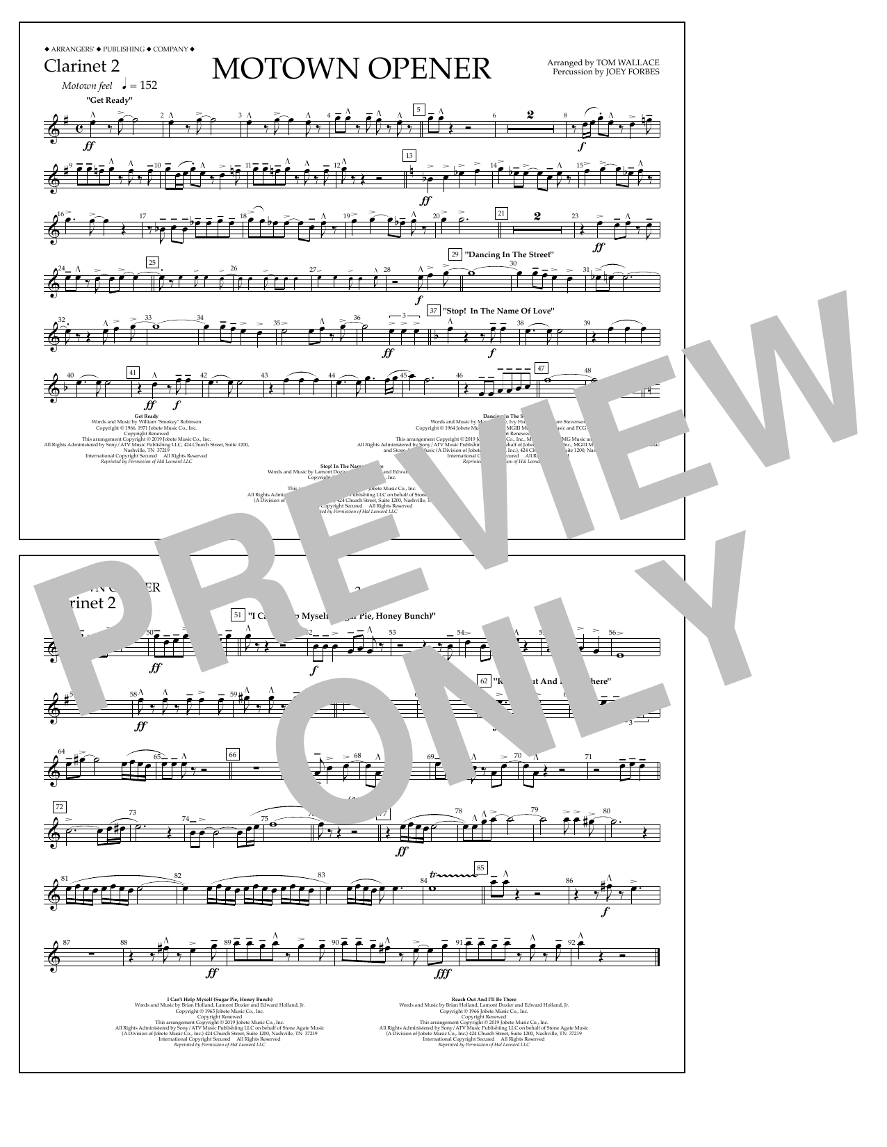 Product picture to: Motown Theme Show Opener (arr. Tom Wallace) - Clarinet 2