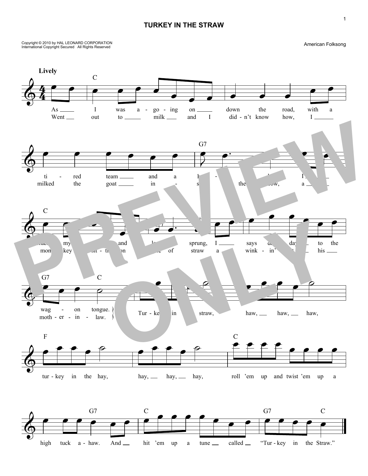 Produktgalerie: Seite 1 von 1 Turkey In The Straw, American Folksong