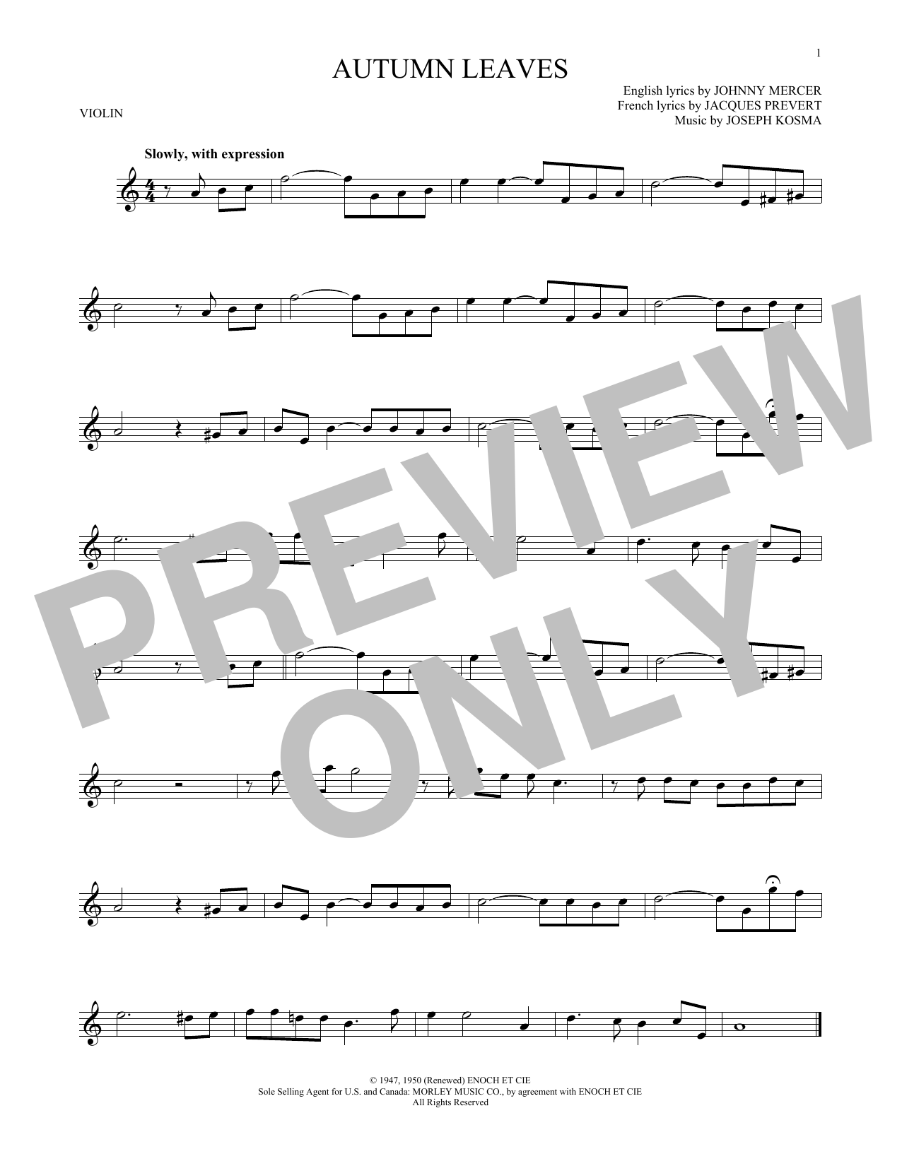 Product gallery: Page 1 of 1 Autumn Leaves, Joseph Kosma