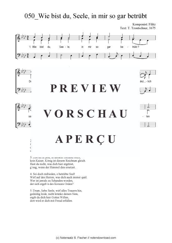 Produktbild zu: Wie bist du, Seele, in mir so gar betrübt Filitz / T. Tzoutschner, 1675