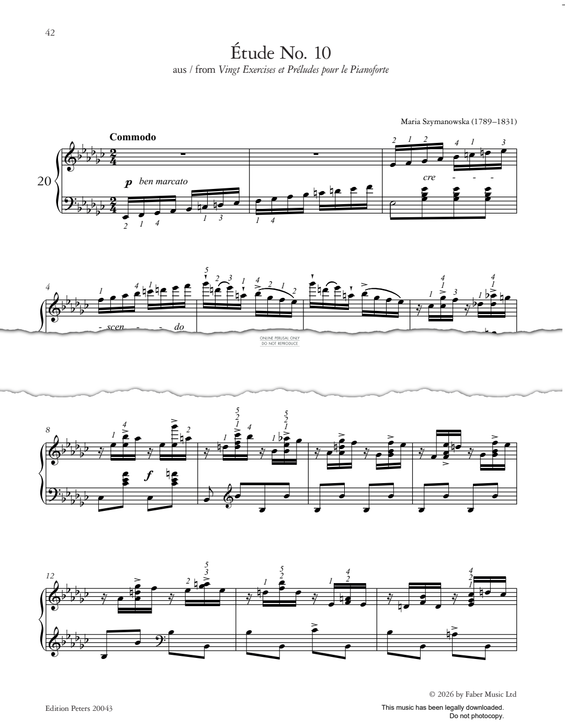 Produktgalerie: Seite 1 von 1 Étude No. 10, Maria Szymanowska, Klavier