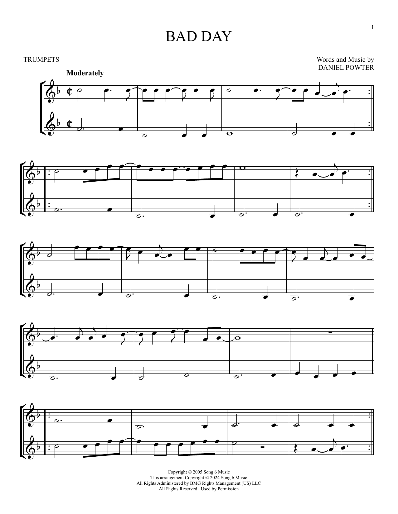 Produktgalerie: Seite 1 von 1 Bad Day, Daniel Powter, Trompete