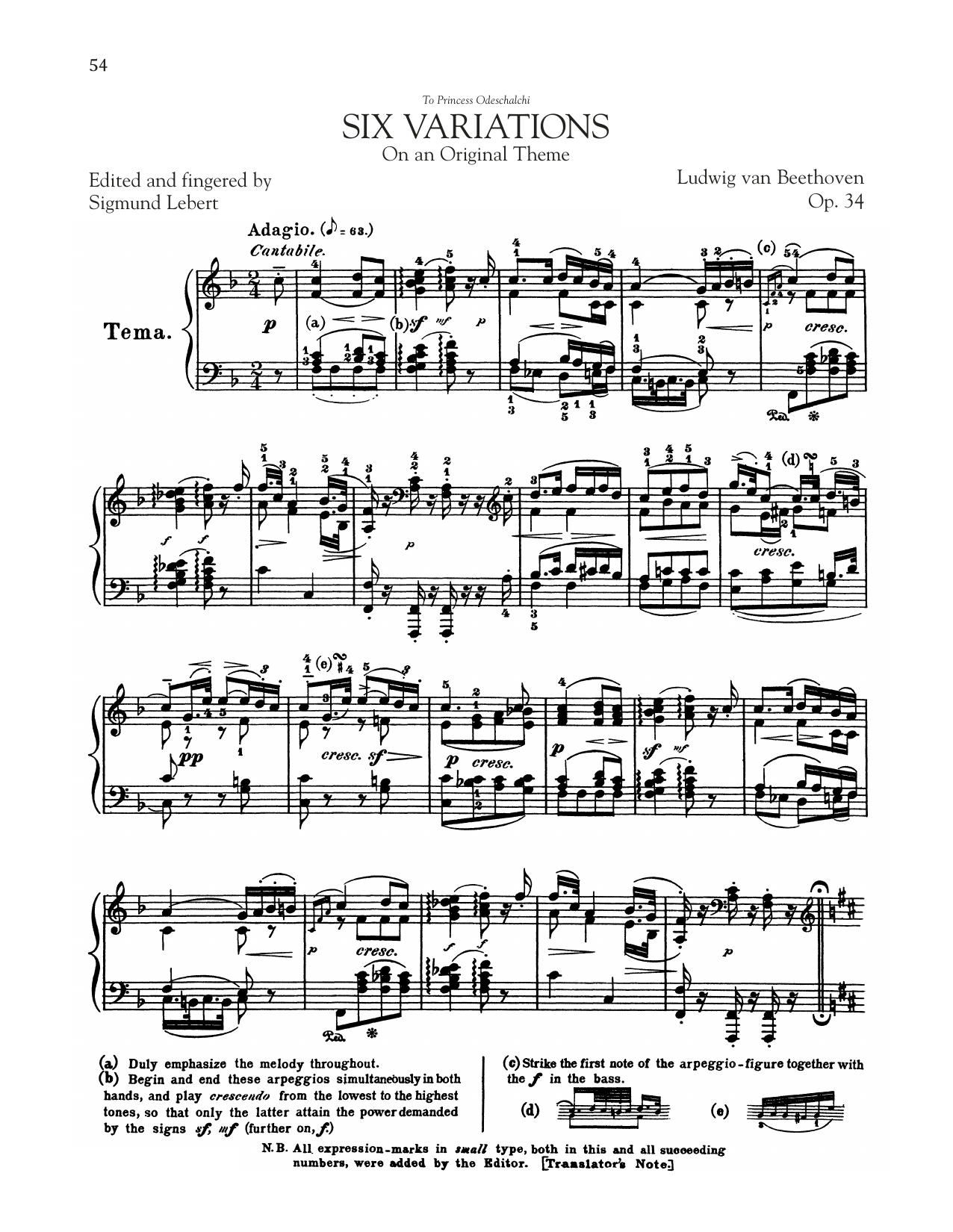 Product gallery: Page 1 of 1 6 Variations, Op. 34, Ludwig Van Beethoven