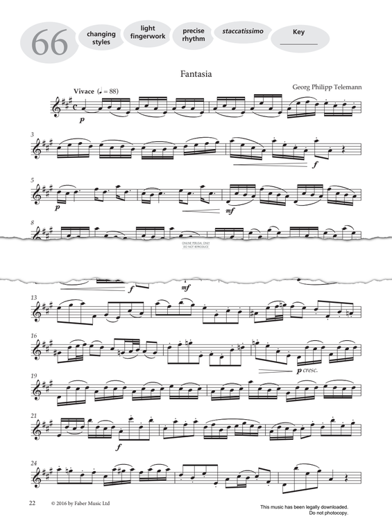 gallery: Study No.66 'Fantasia' (from 'More Graded Studies For Saxophone Book Two'), Georg Philipp Telemann, Saxophon