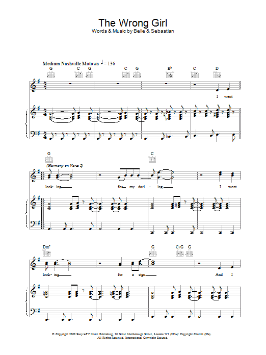 Produktgalerie: Seite 1 von 1 The Wrong Girl, Belle And Sebastian, Gesang, Gitarre, Klavier
