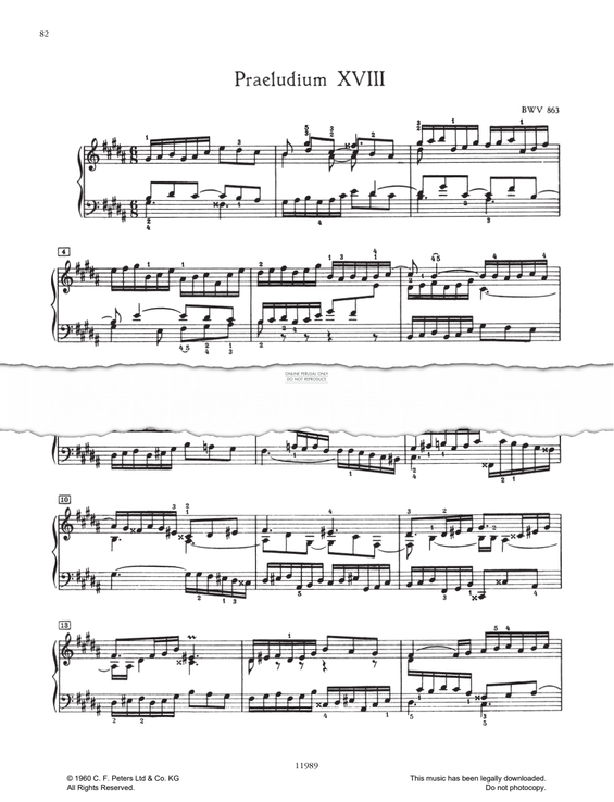 Produktbild zu: Prelude And Fugue No.18 in G# minor, BWV 863 (from 'The Well-Tempered Klavier Book I')