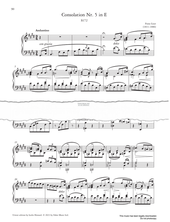 Produktgalerie: Seite 1 von 1 Consolation No. 5 in E (from Consolations, S. 172), Franz Liszt, Klavier