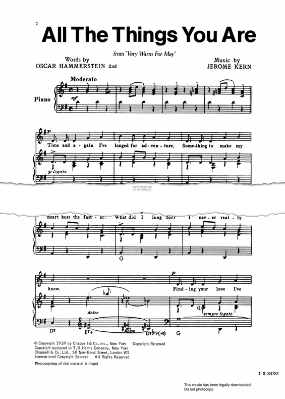 Produktgalerie: Seite 1 von 1 All The Things You Are, Are Mine, Jerome Kern, Gesang, Gitarre, Klavier