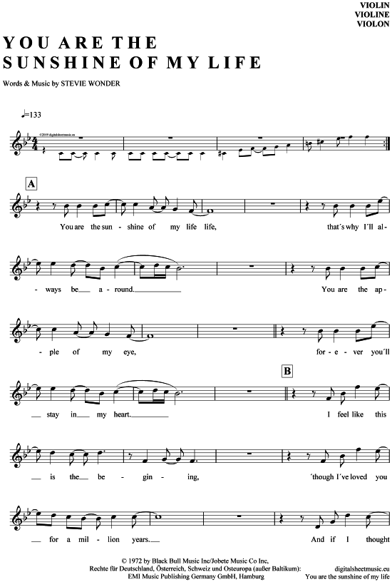 Product gallery: Page 1 of 4 You are the sunshine of my life , Wonder, Stevie, (violin)
