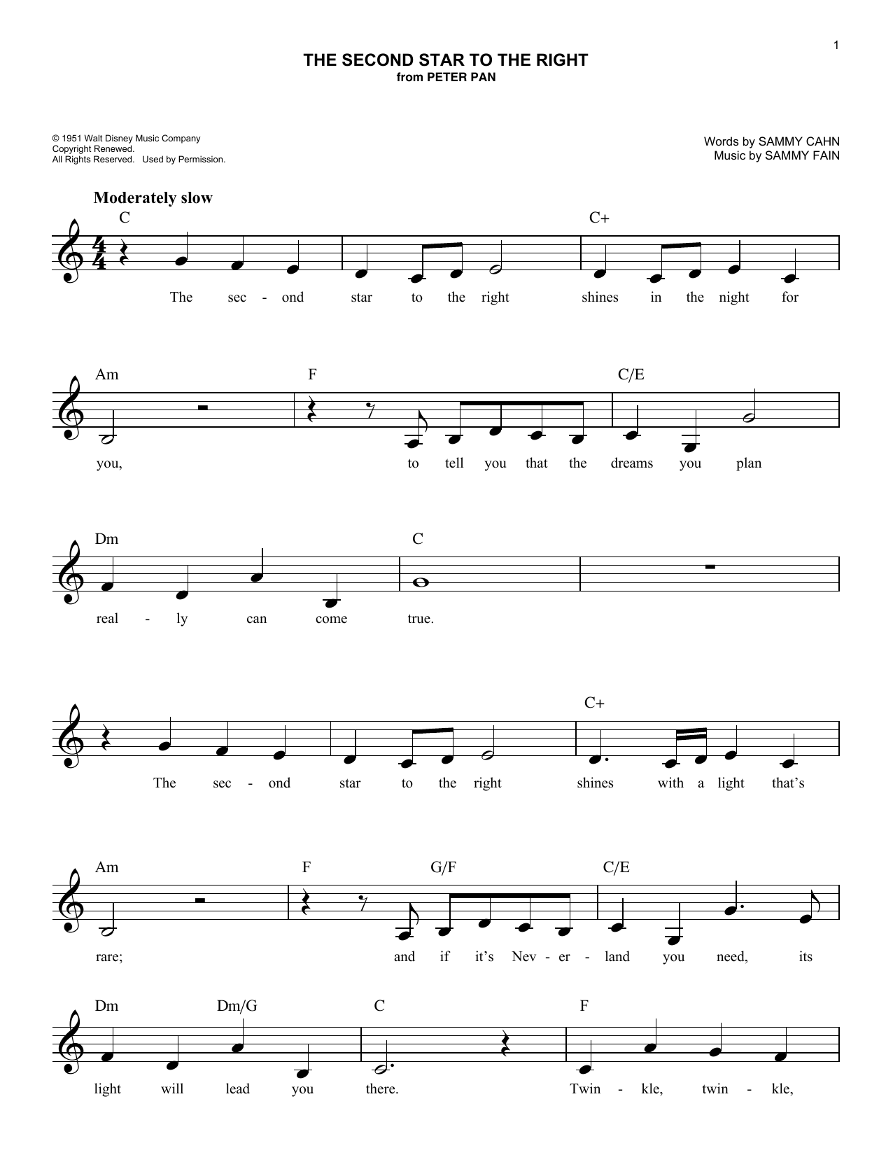 Produktbild zu: The Second Star To The Right (from Peter Pan)
