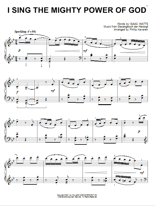 Product picture to: I Sing The Mighty Power Of God [Classical version] (arr. Phillip Keveren)