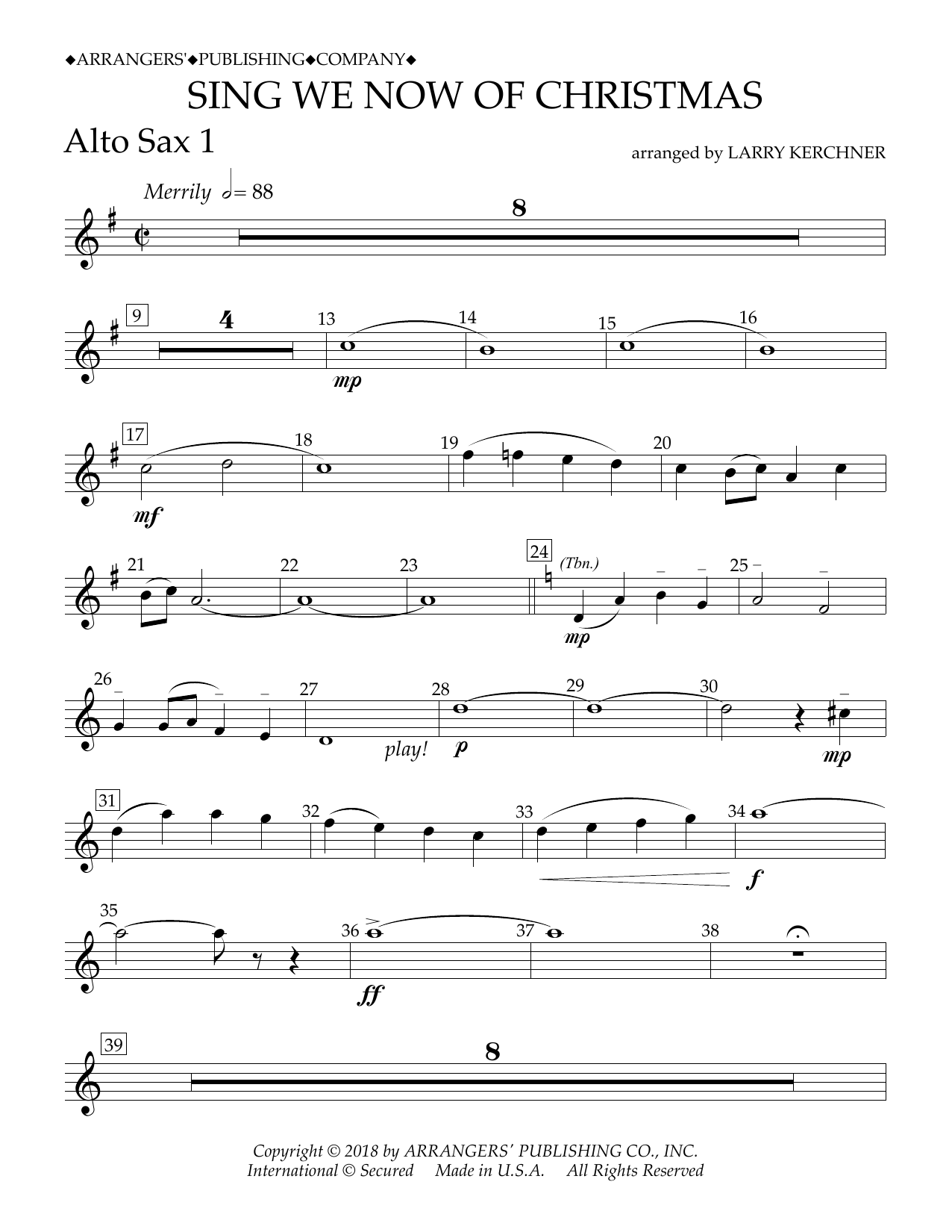 Product picture to: Sing We Now of Christmas (arr. Larry Kerchner) - Eb Alto Saxophone 1