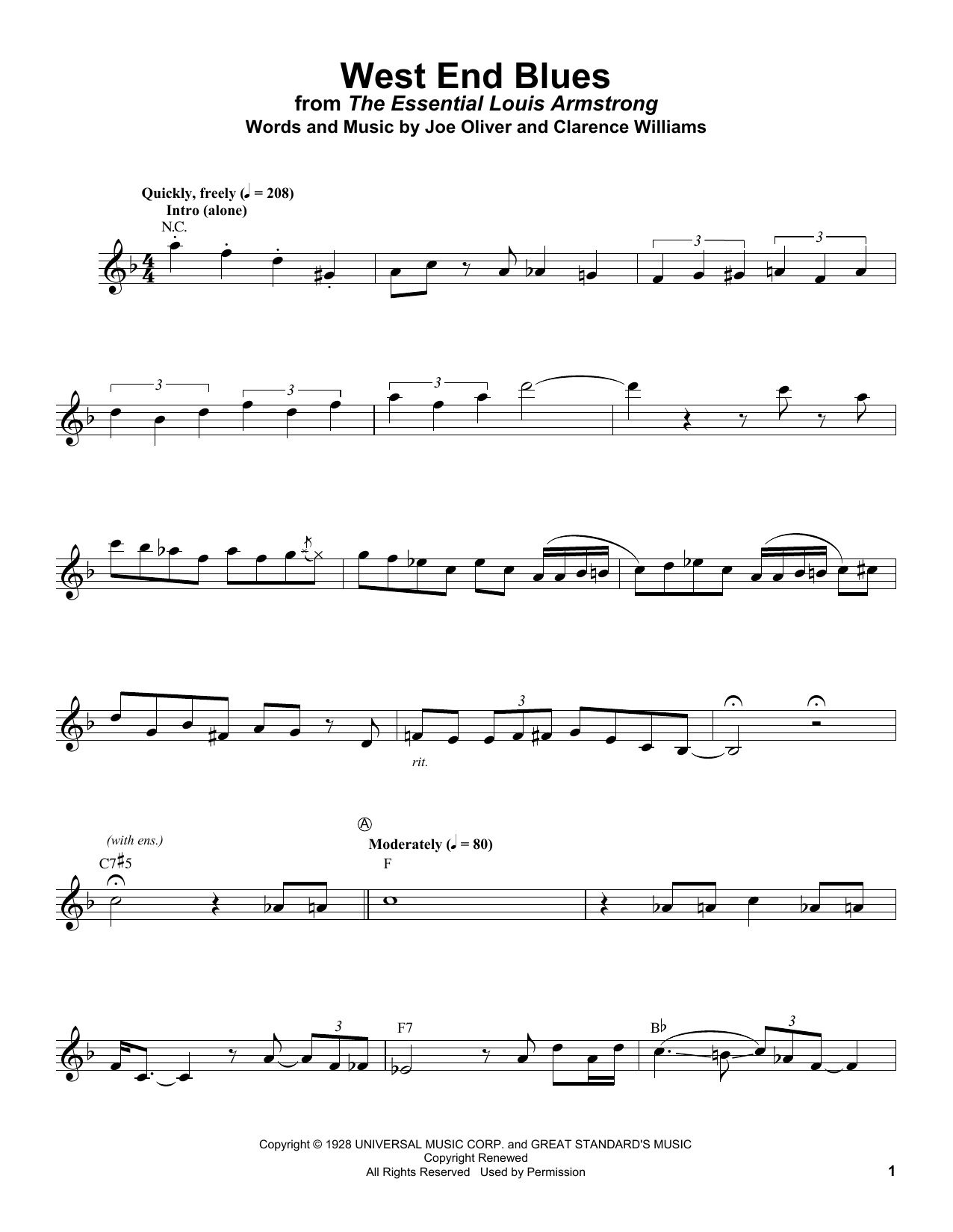 Produktgalerie: Seite 1 von 1 West End Blues, Louis Armstrong, Trompete