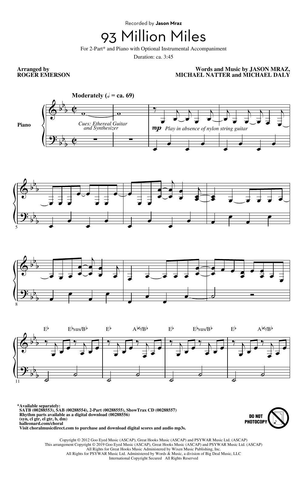 Product picture to: 93 Million Miles (arr. Roger Emerson)
