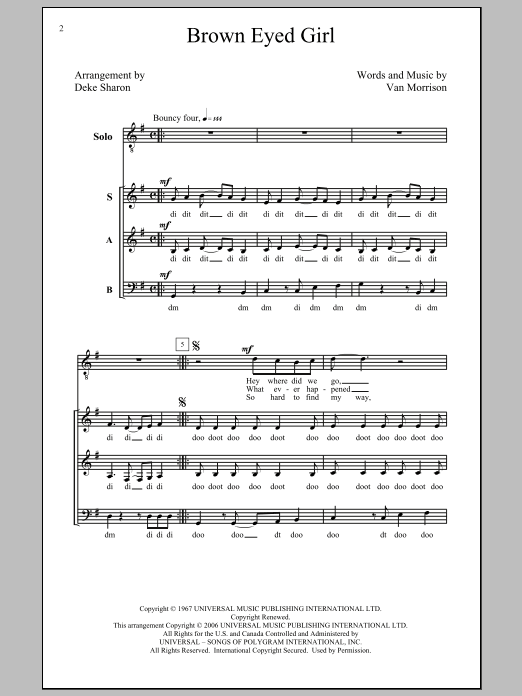 Product picture to: Brown Eyed Girl (arr. Deke Sharon)