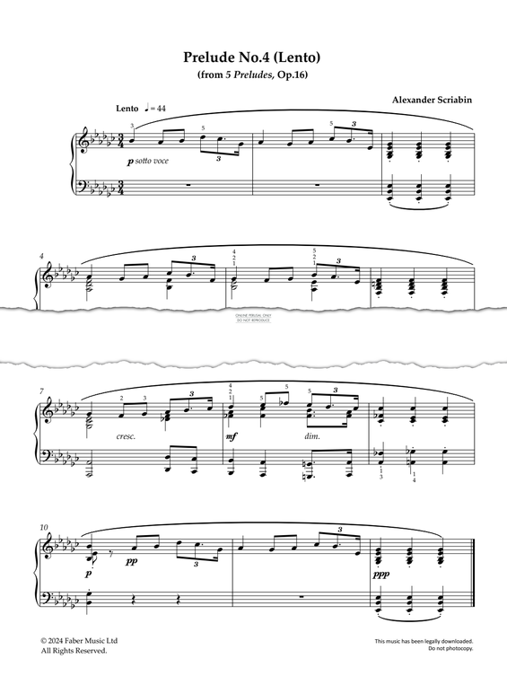 Produktgalerie: Seite 1 von 1 Lento Op.16, No.4 (from '5 Preludes'), Alexander Scriabin, Klavier