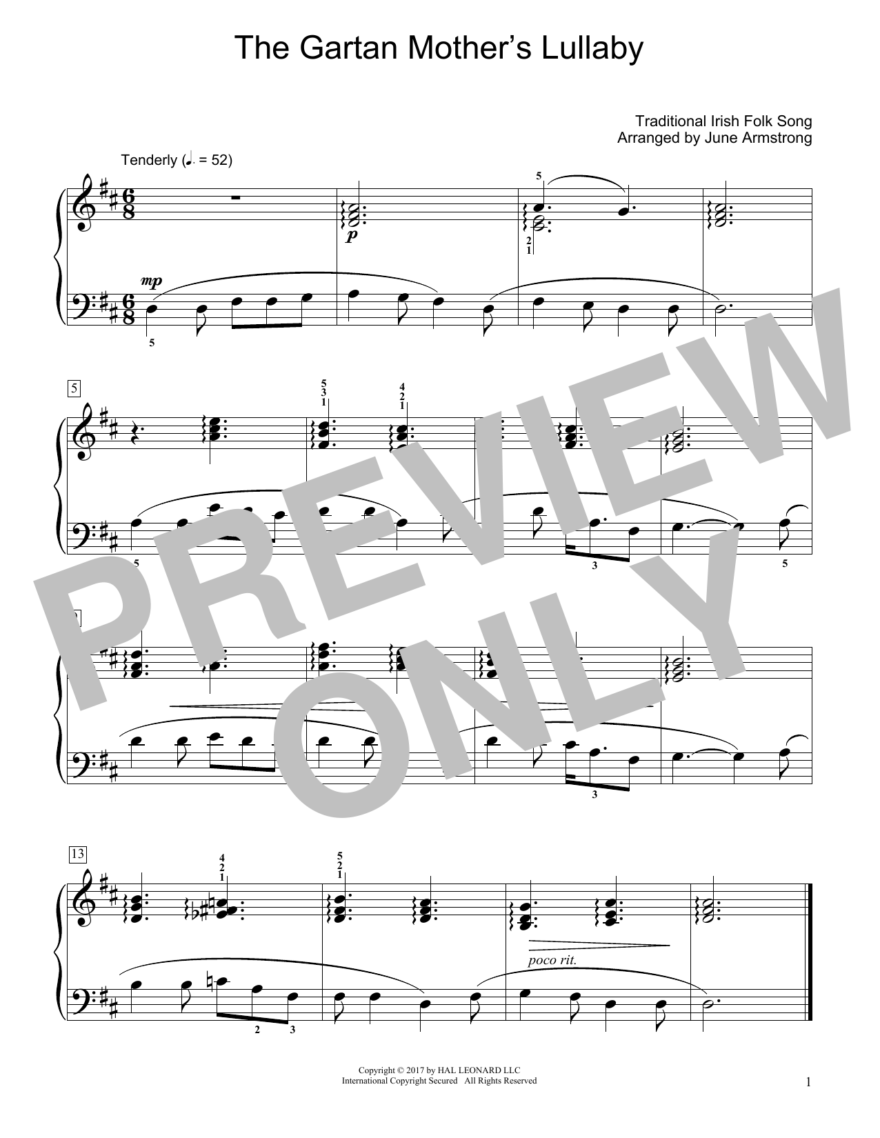 Product gallery: Page 1 of 1 The Gartan Mother's Lullaby (arr. June Armstrong), Traditional Irish Folk Song