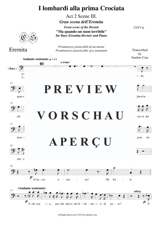 Produktgalerie: Seite 8 von 9 I Lombardi - (Act 2-III) - Ma quando un suon terribile, , Bass und Klavier