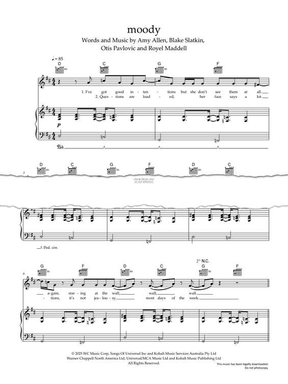 Produktgalerie: Seite 1 von 1 Moody, Royel Otis, Gesang, Gitarre, Klavier